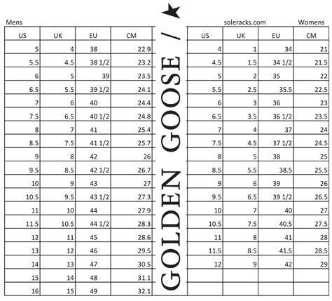 golden goose size chart